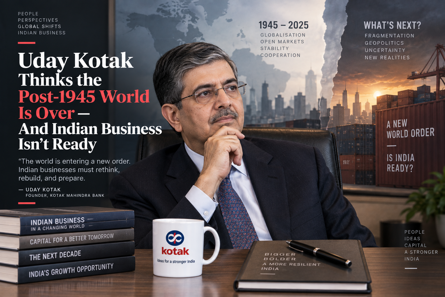 Uday Kotak Thinks the Post-1945 World Is Over — And Indian Business Isn't Ready